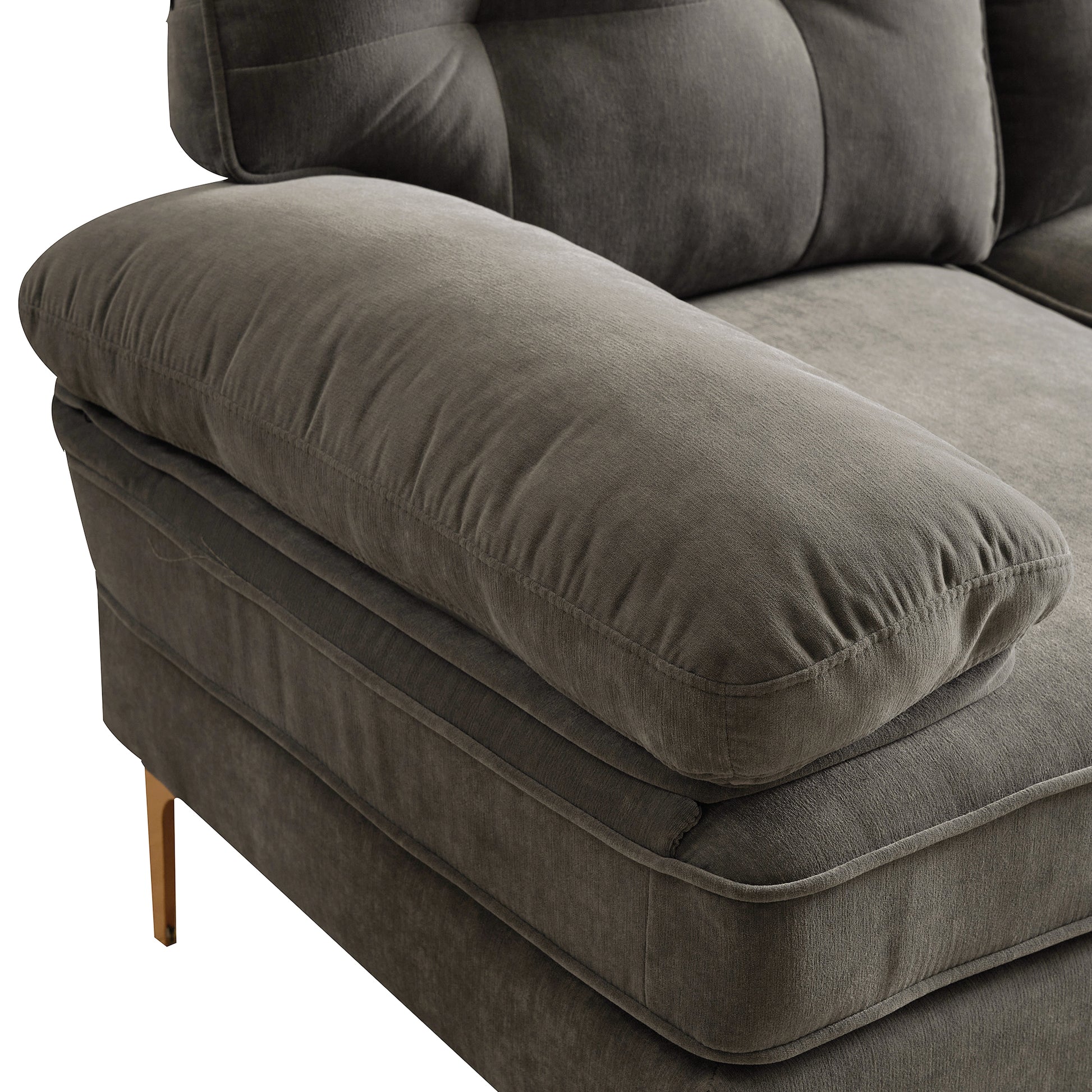 83" Modern Sectional Sofas Couches Velvet L Shaped Couches For Living Room, Bedroom, Brown Brown Foam Velvet