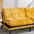 Convertible Sofa Bed Loveseat Futon Bedadjustable Lounge Couch With Metal Legs,Futon Sets For Compact Living Space Chenille Yellow Yellow Upholstered