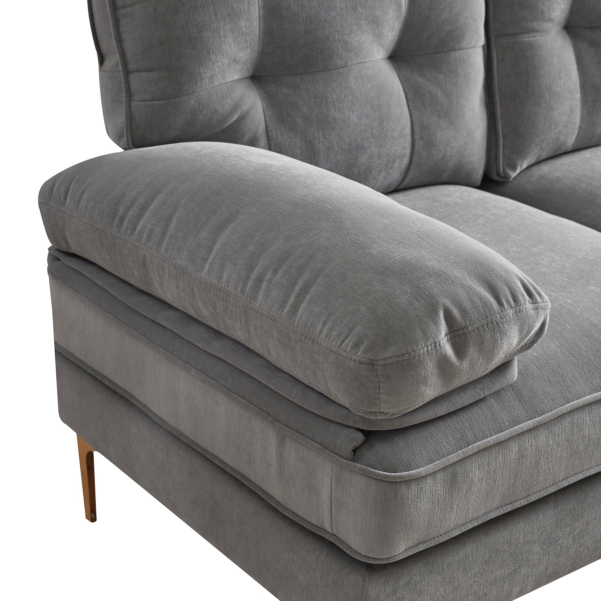 83" Modern Sectional Sofas Couches Velvet L Shaped Couches For Living Room, Bedroom, Light Grey Light Grey Foam Velvet