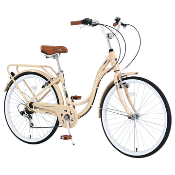 Ladys Bike, 7 Speed, Steel Frame, Multiple Colors cycling-beige-garden & outdoor-steel