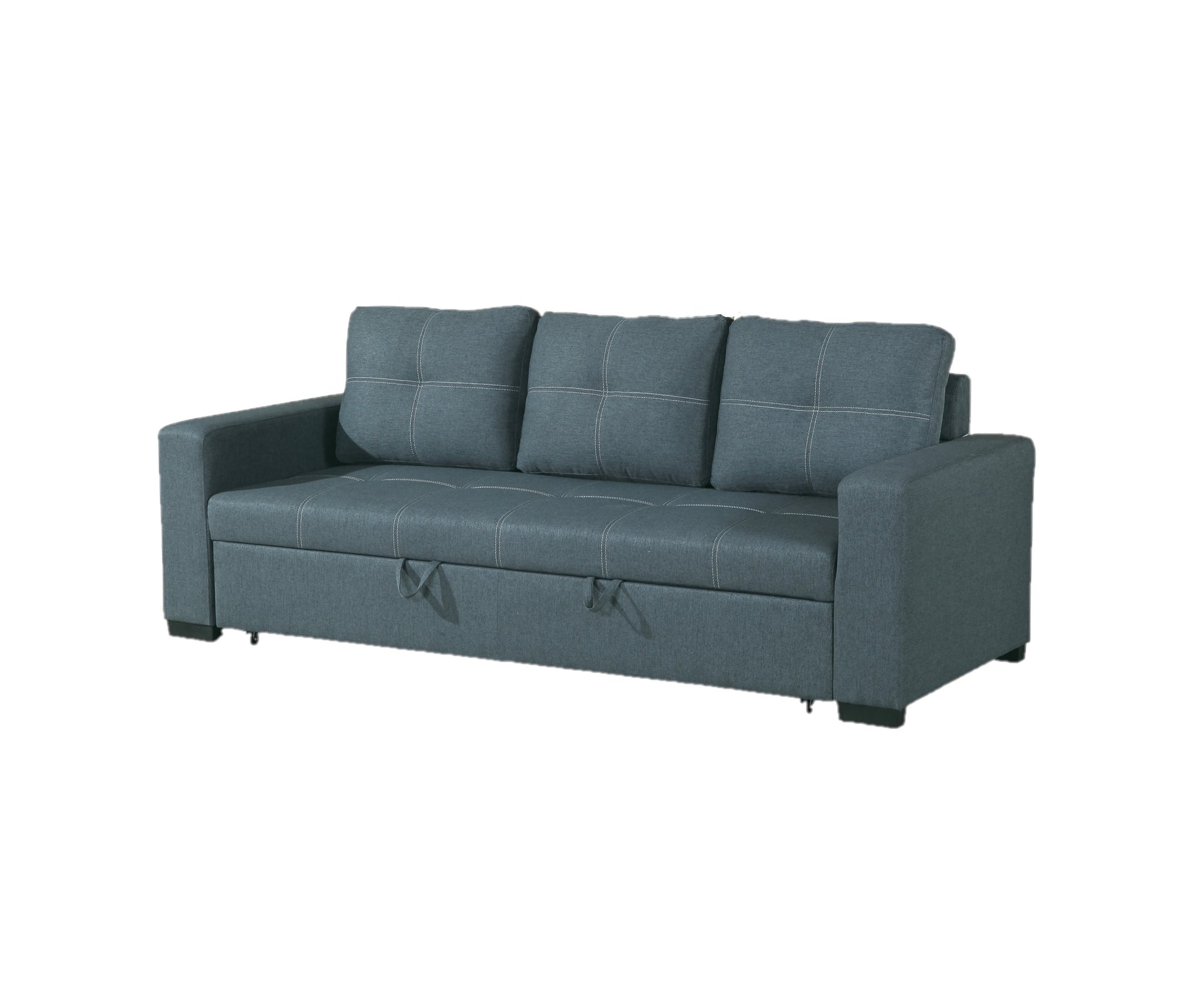 Sofa W Pull Out Bed Convertible Sofa In Blue Grey Polyfiber Hs00 F6532 Blue Grey Wood Primary Living Space Tufted Back Modern,Transitional Pine Square Arms Plywood 2 Seat