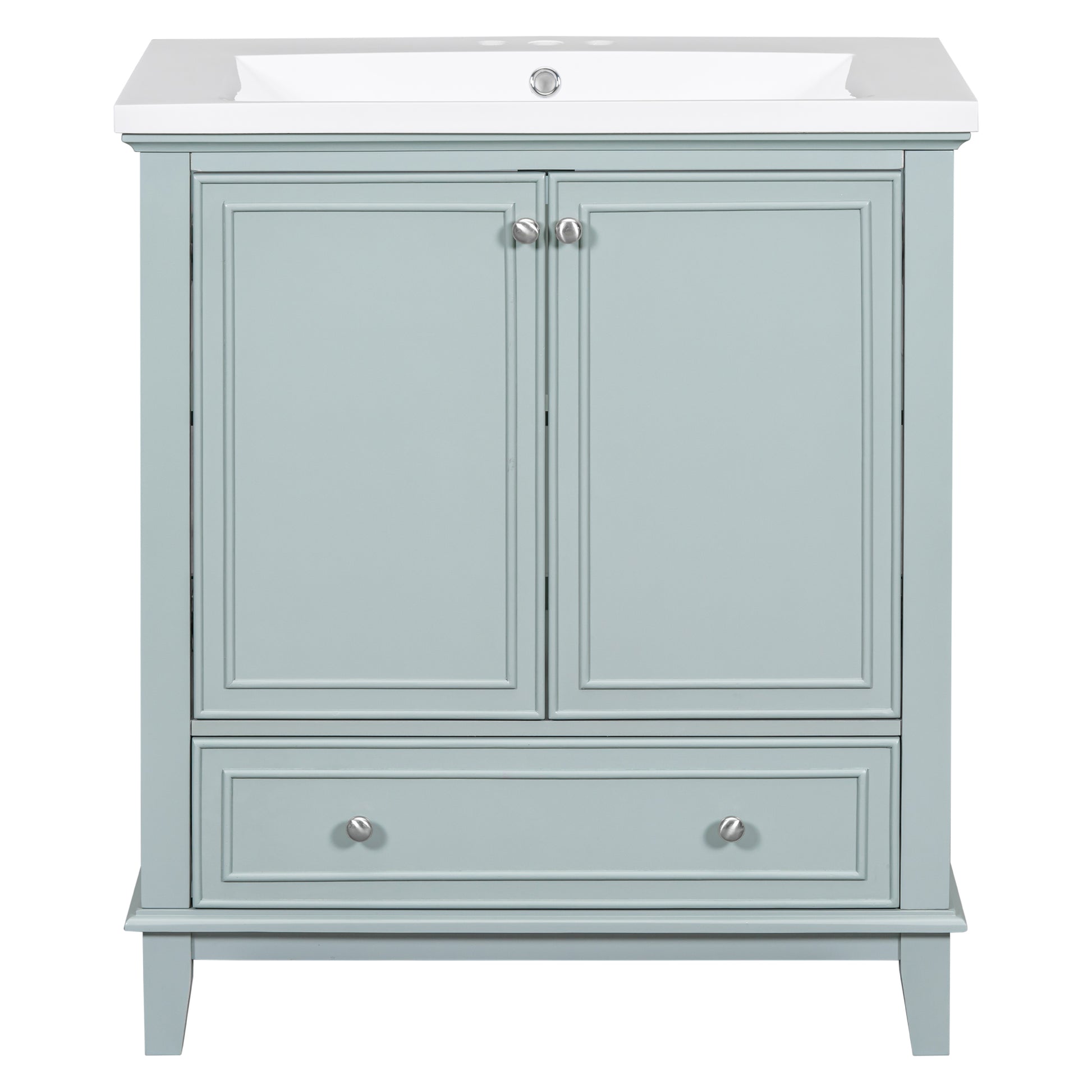 30" Bathroom Vanity With Sink Combo, Multi Functional Bathroom Cabinet With Doors And Drawer, Solid Frame And Mdf Board, Green Old Sku:Sy999606Aac Green Solid Wood Mdf