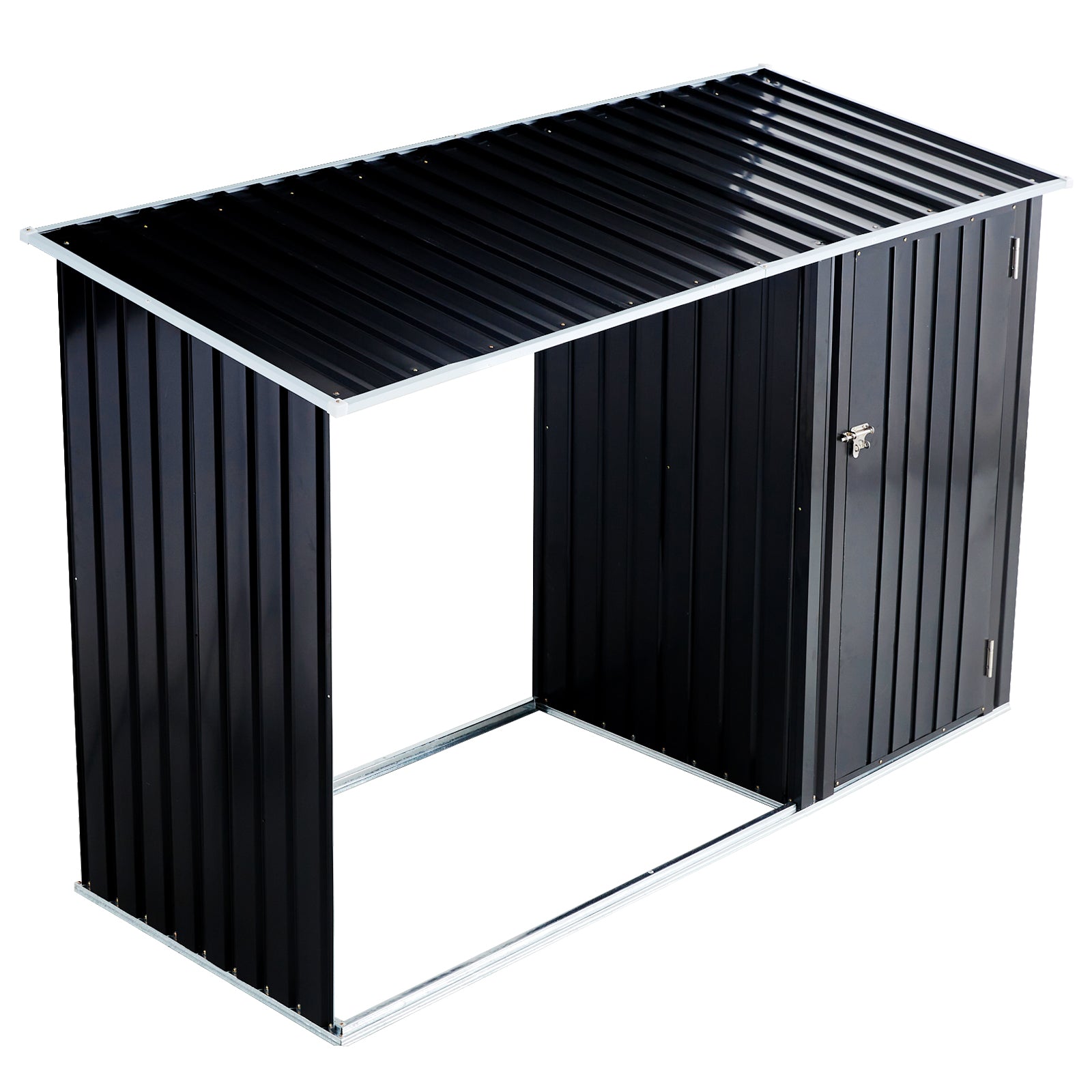 Firewood Storage Shed, Outdoor Firewood Rack, Outdoor Storage Shed With Log Holder, Firewood Shelter For Patio, Anthracite Galvanized Steel Dark Gray Steel