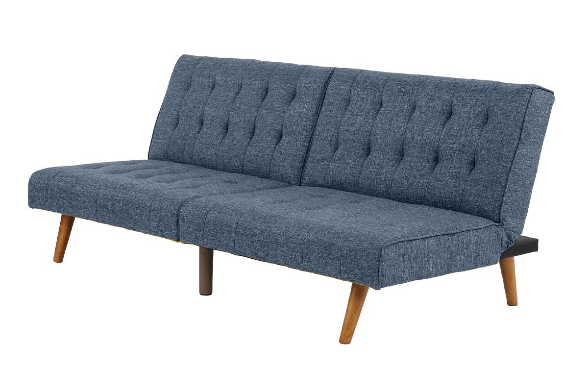 Navy Color Modern Convertible Sofa 1Pc Set Couch Polyfiber Plush Tufted Cushion Sofa Living Room Furniture Wooden Legs Navy Primary Living Space Tufted Back Modern,Transitional Rubberwood Armless Fabric 2 Seat