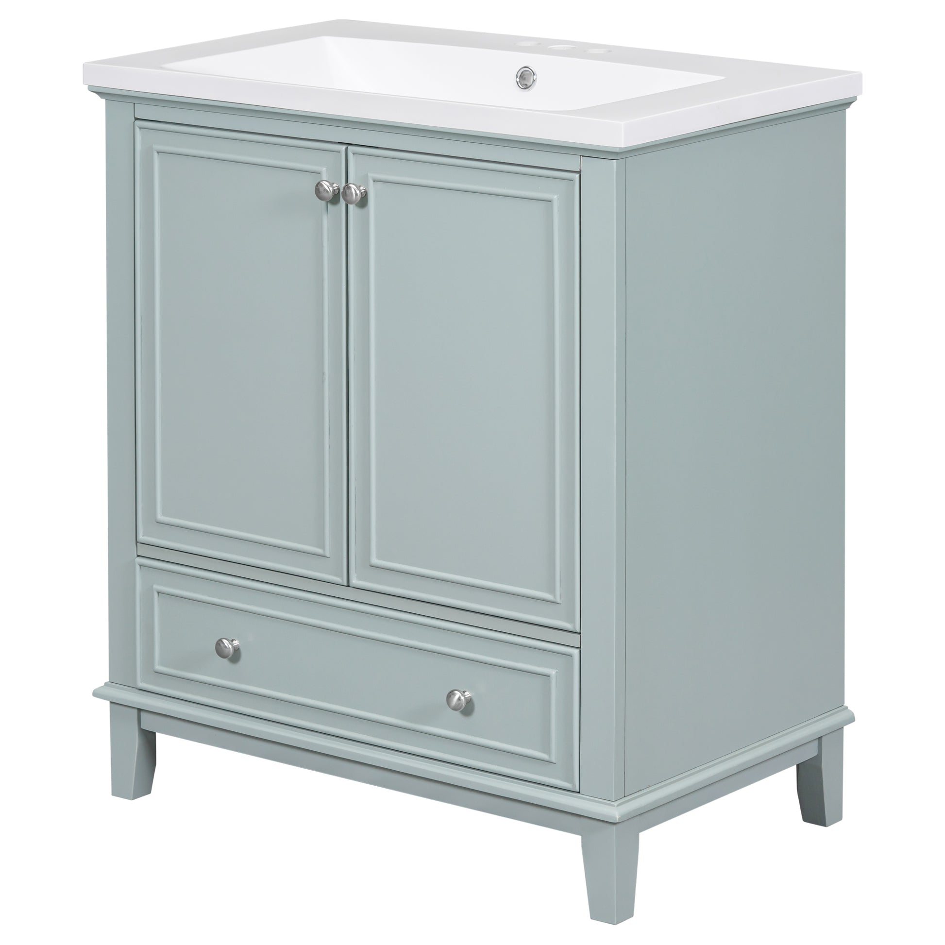30" Bathroom Vanity With Sink Combo, Multi Functional Bathroom Cabinet With Doors And Drawer, Solid Frame And Mdf Board, Green Old Sku:Sy999606Aac Green Solid Wood Mdf