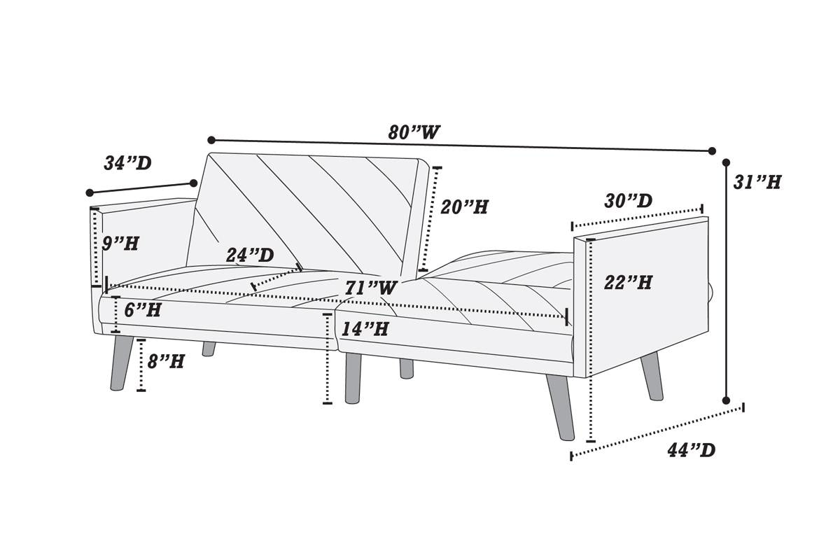 Modern Electric Look 1Pc Convertible Sofa Couch Black Linen Like Fabric Cushion Clean Lines Wooden Legs Living Room Black Wood Primary Living Space Cushion Back Modern,Transitional Square Arms Fabric 2 Seat