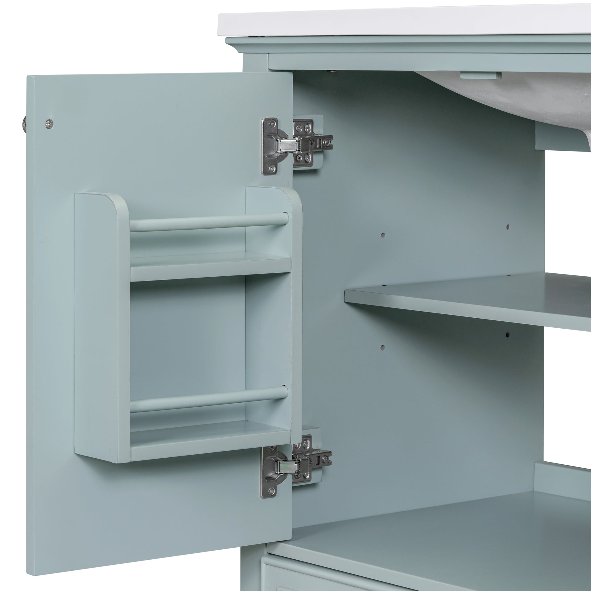 30" Bathroom Vanity With Sink Combo, Multi Functional Bathroom Cabinet With Doors And Drawer, Solid Frame And Mdf Board, Green Old Sku:Sy999606Aac Green Solid Wood Mdf