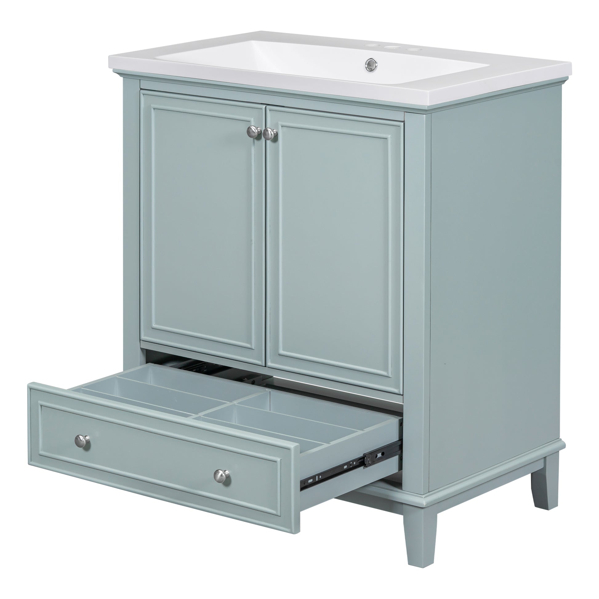 30" Bathroom Vanity With Sink Combo, Multi Functional Bathroom Cabinet With Doors And Drawer, Solid Frame And Mdf Board, Green Old Sku:Sy999606Aac Green Solid Wood Mdf