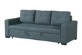 Sofa W Pull Out Bed Convertible Sofa In Blue Grey Polyfiber Hs00 F6532 Blue Grey Wood Primary Living Space Tufted Back Modern,Transitional Pine Square Arms Plywood 2 Seat