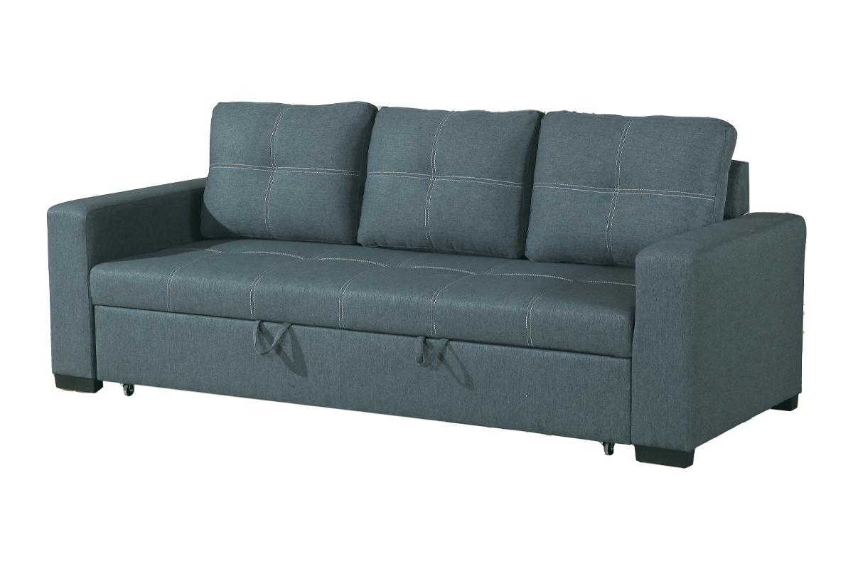 Sofa W Pull Out Bed Convertible Sofa In Blue Grey Polyfiber Hs00 F6532 Blue Grey Wood Primary Living Space Tufted Back Modern,Transitional Pine Square Arms Plywood 2 Seat