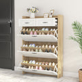 1250 White Oak Color Shoe Cabinet With 3 Doors 2