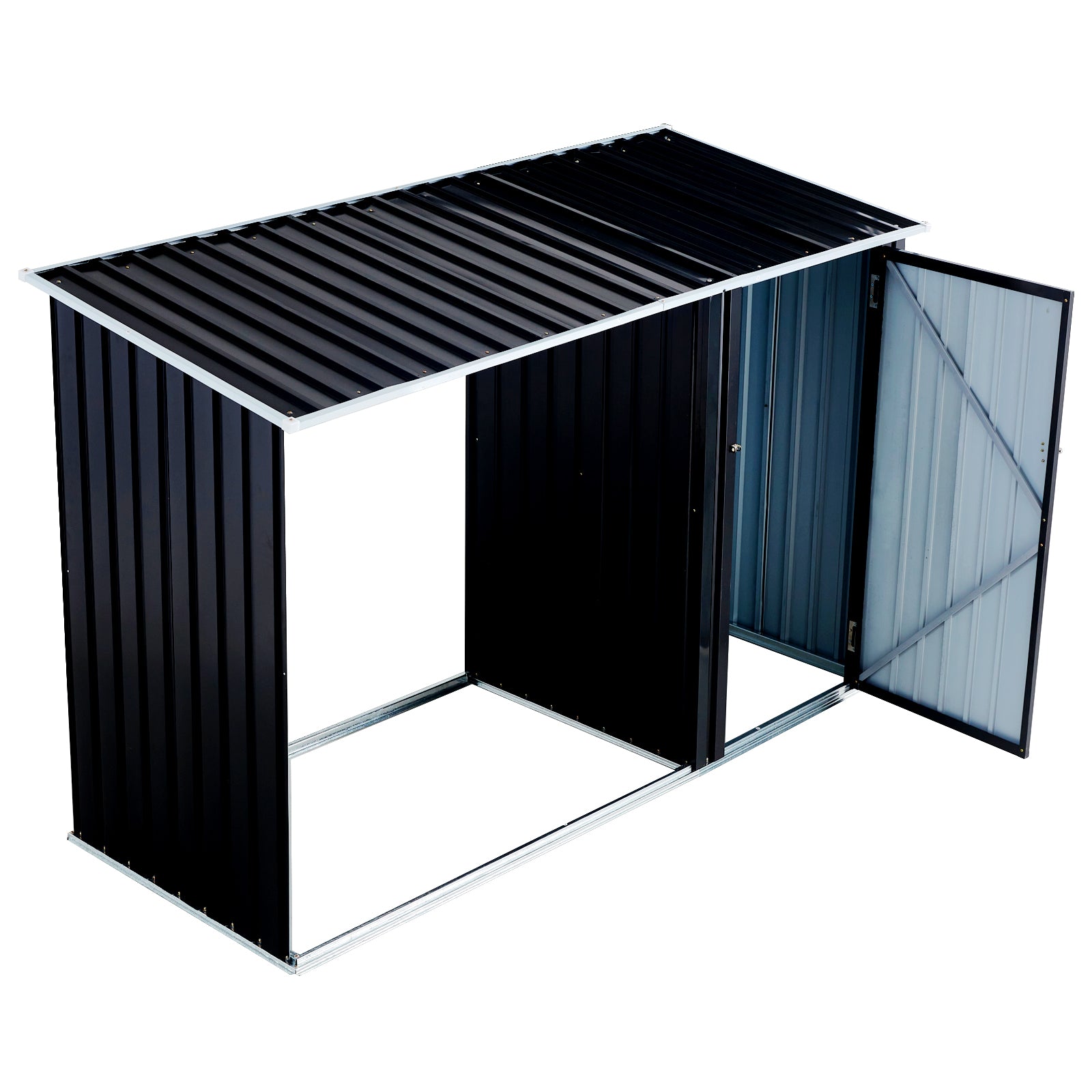 Firewood Storage Shed, Outdoor Firewood Rack, Outdoor Storage Shed With Log Holder, Firewood Shelter For Patio, Anthracite Galvanized Steel Dark Gray Steel