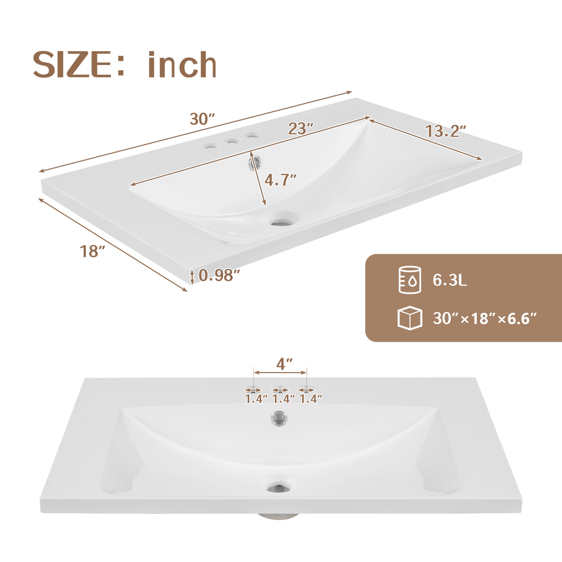 30" Bathroom Vanity With Sink Combo, Multi Functional Bathroom Cabinet With Doors And Drawer, Solid Frame And Mdf Board, White White Solid Wood Mdf