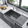 27 Gunmetal Black Farmhouse Sink 27*21*10 Inch Kitchen Sink Stainless Steel 16 Gauge Apron Front Kitchen Sink Gunmetal Black Stainless Steel