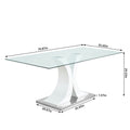 Modern Style Glass Table, Elegant Transparent Design, Durable Support Base, White Dining Chair Set, Electroplated Chair Legs, Suitable For Restaurant Kitchens Set Of 7 White Mdf Metal