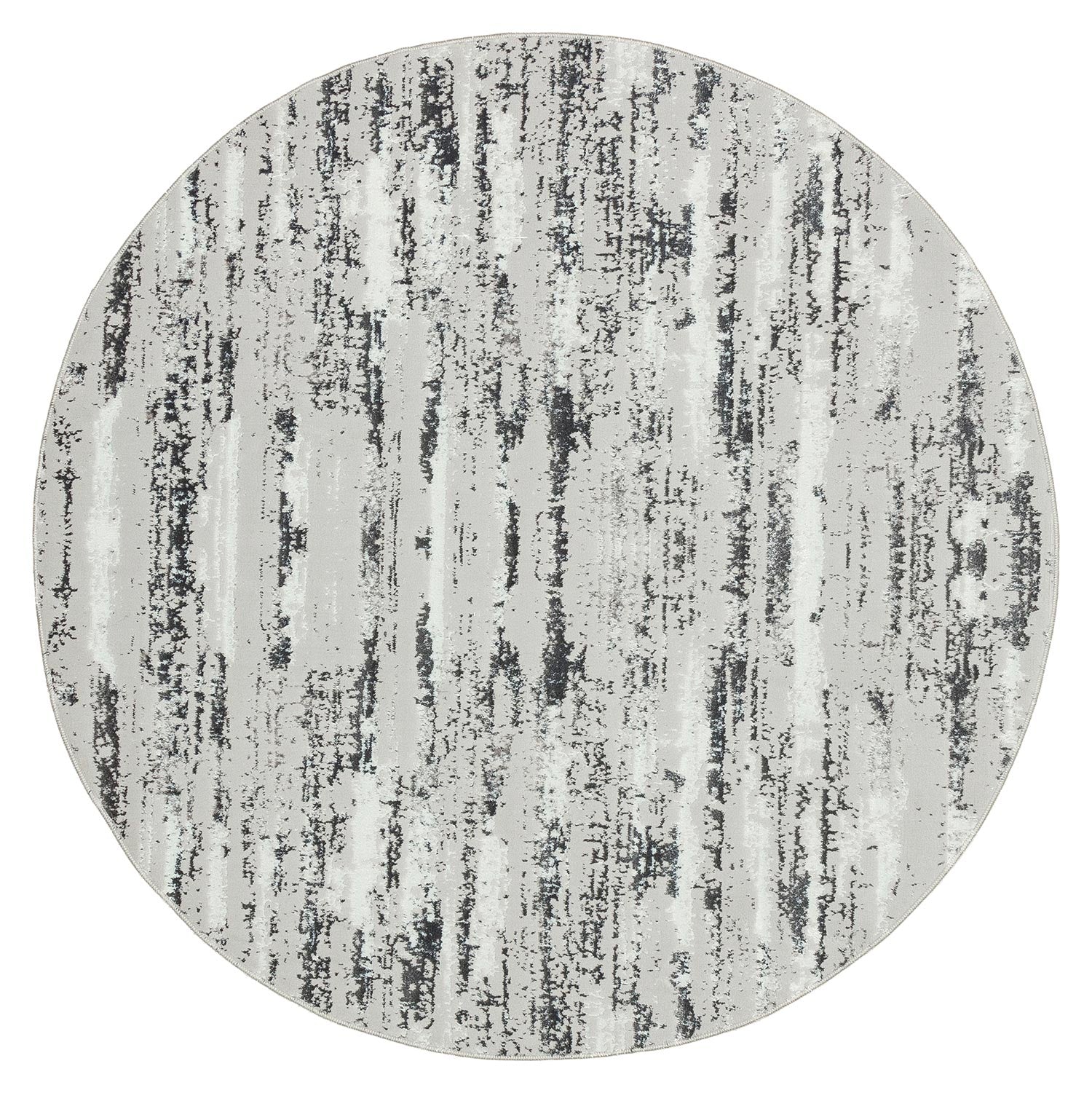 Milano Washable Manhattan Silver Woven Round Area Rug Multicolor Polyester