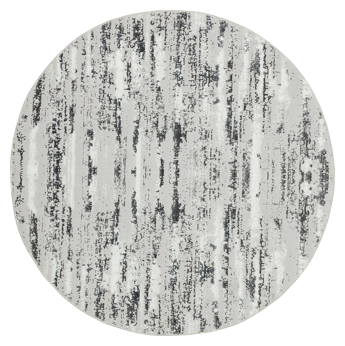 Milano Washable Manhattan Silver Woven Round Area Rug Multicolor Polyester