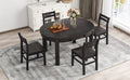 Farmhouse 5 Piece Extendable Round Dining Table Set With Storage Drawers And 4 Dining Chairs,16