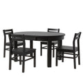 Farmhouse 5 Piece Extendable Round Dining Table Set With Storage Drawers And 4 Dining Chairs,16