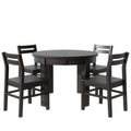 Farmhouse 5 Piece Extendable Round Dining Table Set With Storage Drawers And 4 Dining Chairs,16