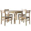 Farmhouse 5 Piece Extendable Round Dining Table Set With Storage Drawers And 4 Dining Chairs,16