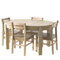 Farmhouse 5 Piece Extendable Round Dining Table Set With Storage Drawers And 4 Dining Chairs,16