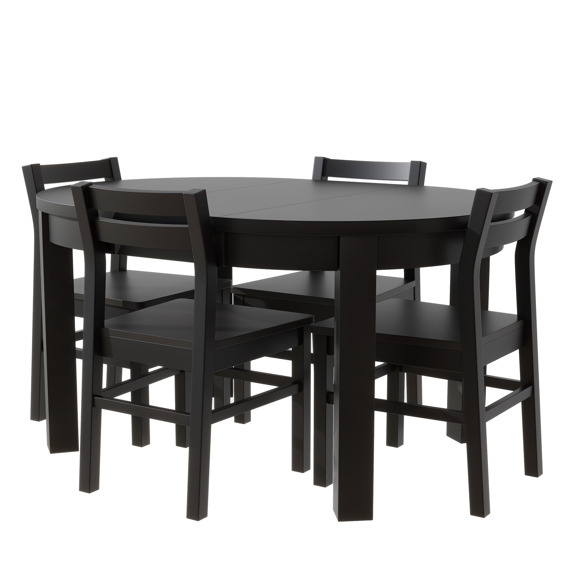 Farmhouse 5 Piece Extendable Round Dining Table Set With Storage Drawers And 4 Dining Chairs,16" Removable Leaf, Espresso Espresso Wood Dining Room Extendable Rubberwood Round Dining Table With