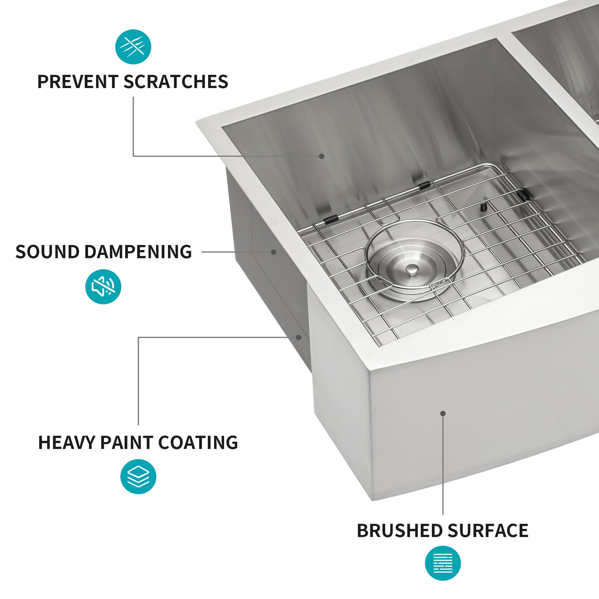 Double Bowl 50 50 Farmhouse Sink 33"X20"X9"Stainless Steel Apron Front Kitchen Sink 18 Gauge With Two 9" Deep Basin Brushed Nickel Stainless Steel