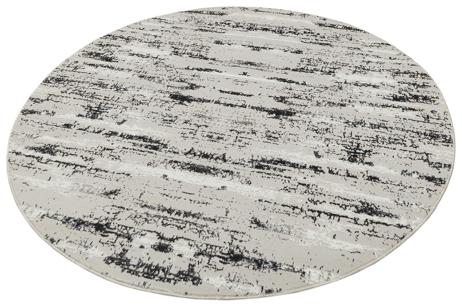 Milano Washable Manhattan Silver Woven Round Area Rug Multicolor Polyester