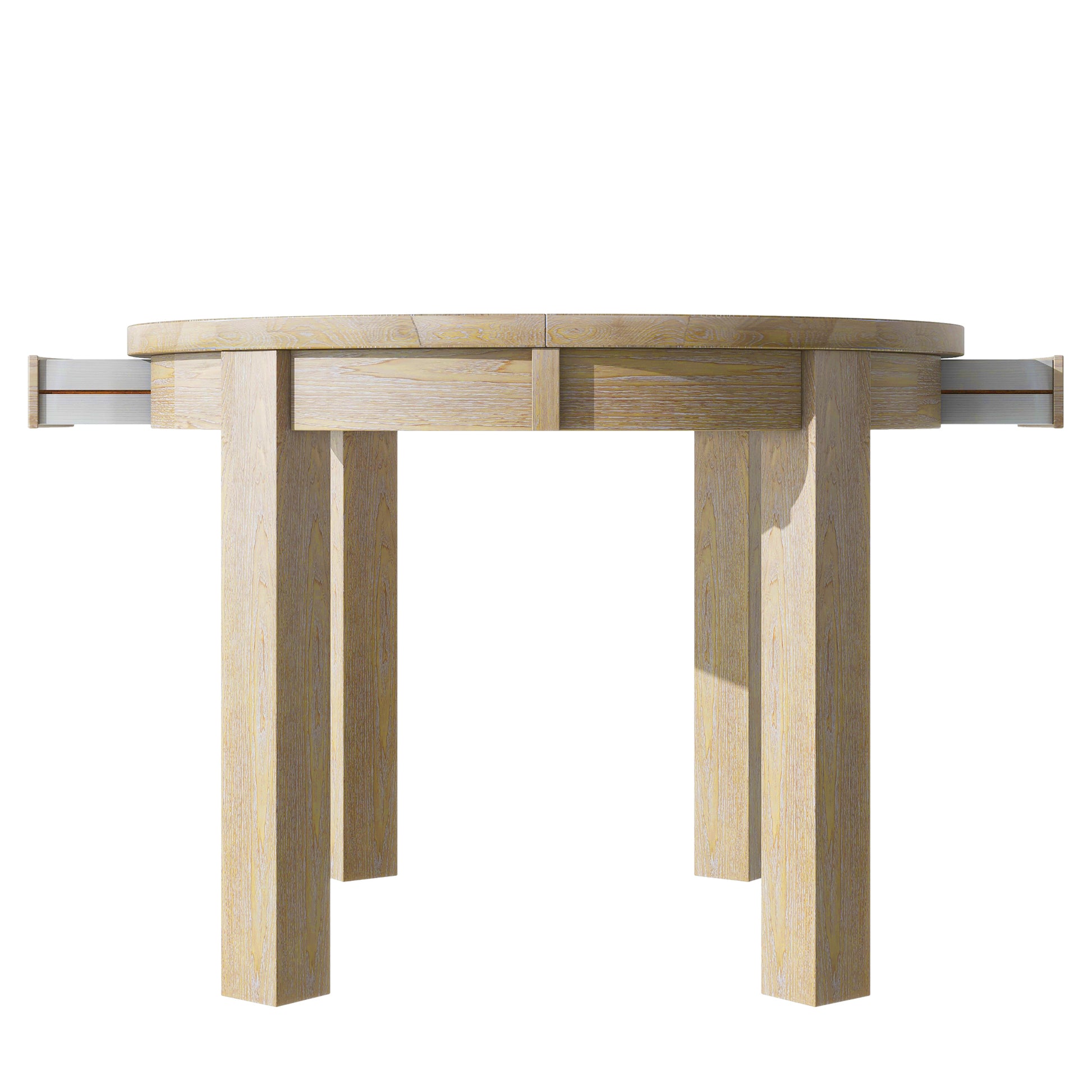 Farmhouse 5 Piece Extendable Round Dining Table Set With Storage Drawers And 4 Dining Chairs,16" Removable Leaf, Natural Wood Dining Room Extendable Rubberwood Round Dining Table With Chair Wood Wood Natural Ladder Back Seats 4 42 Inches Removable Leaf