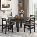 Farmhouse 5 Piece Extendable Round Dining Table Set With Storage Drawers And 4 Dining Chairs,16