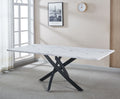 Rectangle Mdf Dining Table, Printed Marble Table Top And Black Metal Base Walnut Mdf