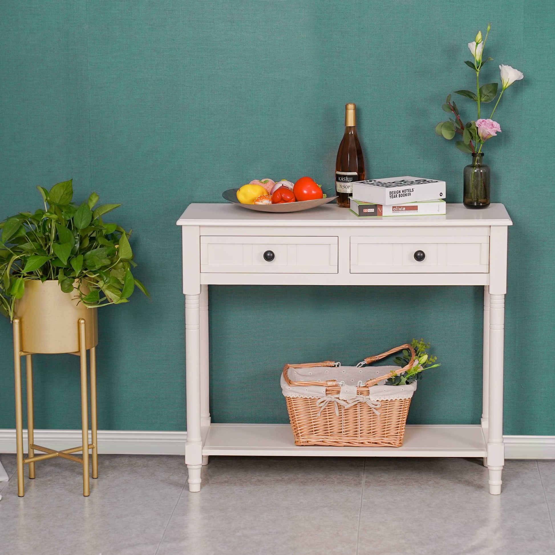 Console Table Sideboard Wooden Sofa Table With 2