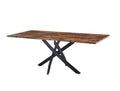 Rectangle Mdf Dining Table, Printed Walnut Table Top And Black Metal Base Walnut Mdf