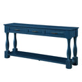 63Inch Long Wood Console Table With 3 Drawers And 1 Bottom Shelf For Entryway Hallway Easy Assembly Extra Thick Sofa Table Navy Blue Navy Blue Distressed Finish Primary Living Space American Design Pine Drawers Console Tables Pine