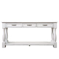 63Inch Long Wood Console Table With 3 Drawers And 1 Bottom Shelf For Entryway Hallway Easy Assembly Extra Thick Sofa Table Antique White Antique White White Distressed Finish Primary Living Space American Design Pine Drawers Console Tables Pine