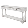 63Inch Long Wood Console Table With 3 Drawers And 1 Bottom Shelf For Entryway Hallway Easy Assembly Extra Thick Sofa Table Antique White Antique White White Distressed Finish Primary Living Space American Design Pine Drawers Console Tables Pine