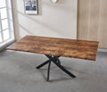 Rectangle Mdf Dining Table, Printed Walnut Table Top And Black Metal Base Walnut Mdf