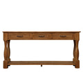 63Inch Long Wood Console Table With 3 Drawers And 1 Bottom Shelf For Entryway Hallway Easy Assembly Extra Thick Sofa Table Brown Brown Distressed Finish Primary Living Space American Design Pine Drawers Console Tables Pine