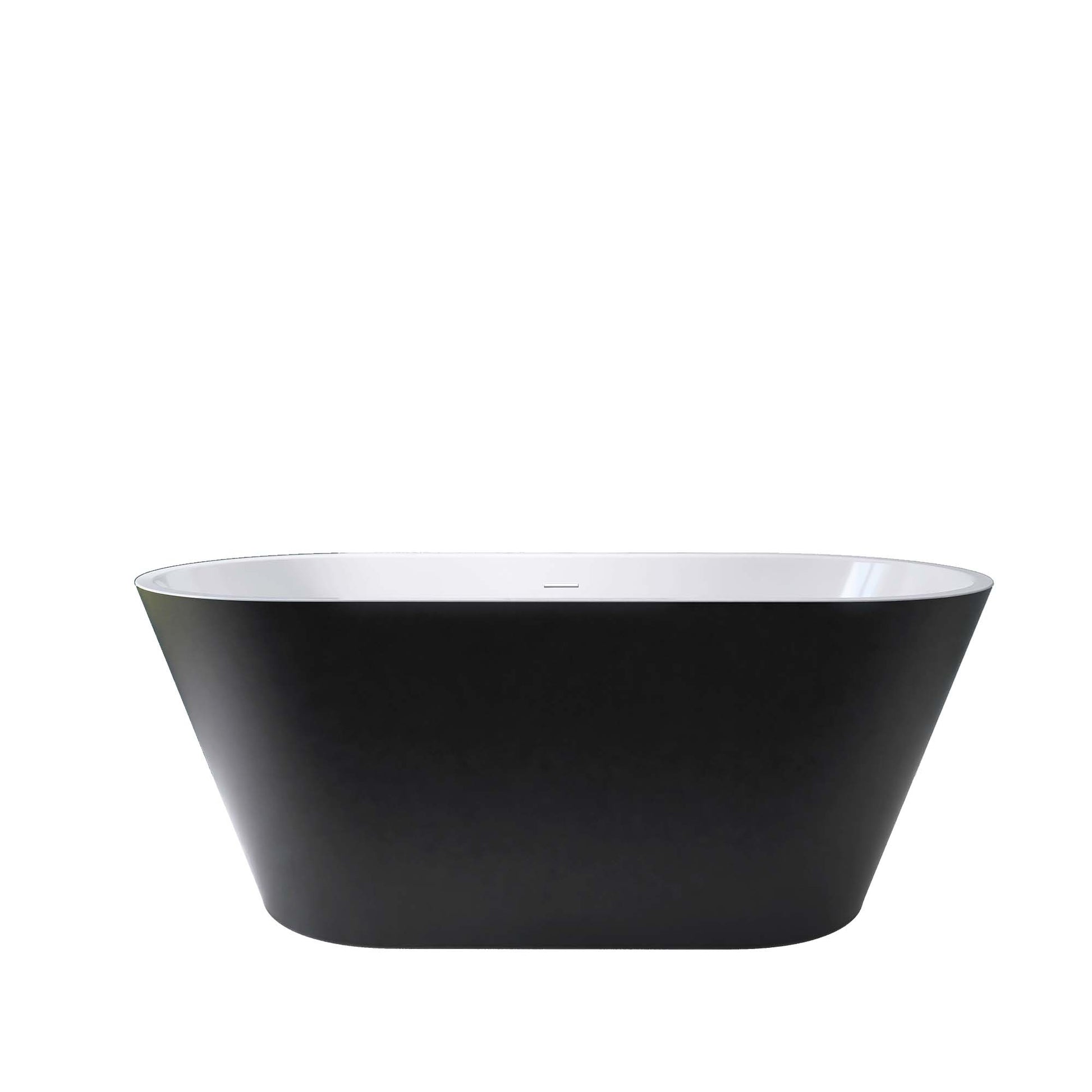 67" Acrylic Freestanding Bathtub, Matte Black Modern Stand Alone Soaking Bathtub, Brushed Nickel Drain And Minimalist Linear Design Overflow Included Easy To Install Matte Black Oval Bathroom Freestanding Tubs Matte 59 61 In American