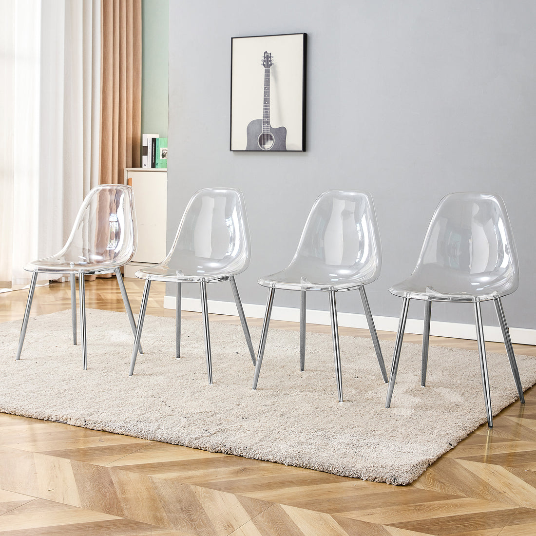 Modern Simple Transparent Dining Chair Plastic Chair Armless Crystal Chair Nordic Creative Makeup Stool Negotiation Chair Set Of 4 And Plating Metal Legw115164140,Tw 1200 Transparent Plastic