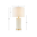 Textured Dot Table Lamp White Gold Polyester