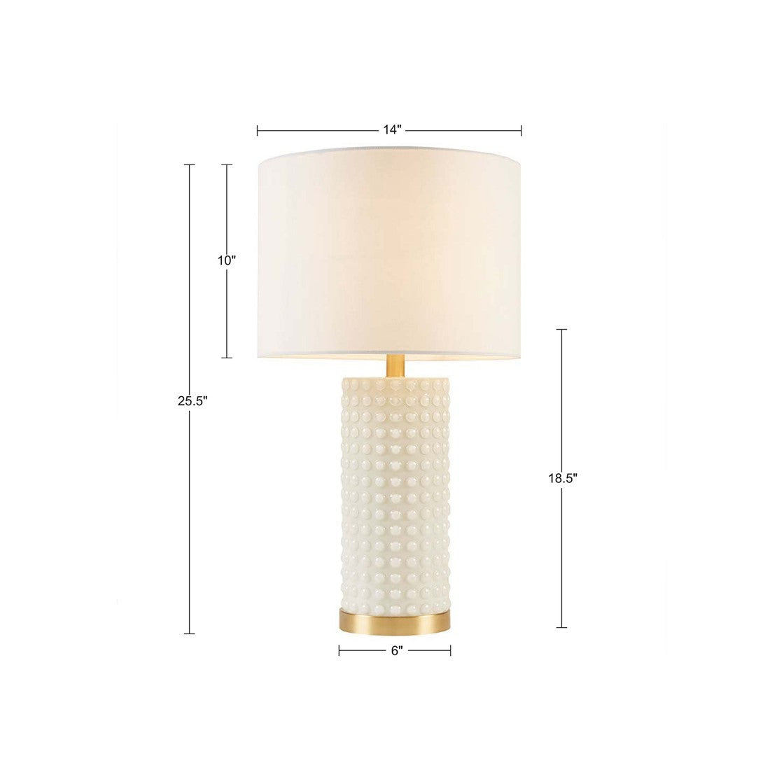 Textured Dot Table Lamp White Gold Polyester