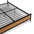 Industrial Platform Queen Bed Frame Mattress Foundation With Rustic Headboard And Footboard, Strong Steel Slat Support, No Box Spring Needed, Noise Free, Easy Assembly Brown Mdf Steel