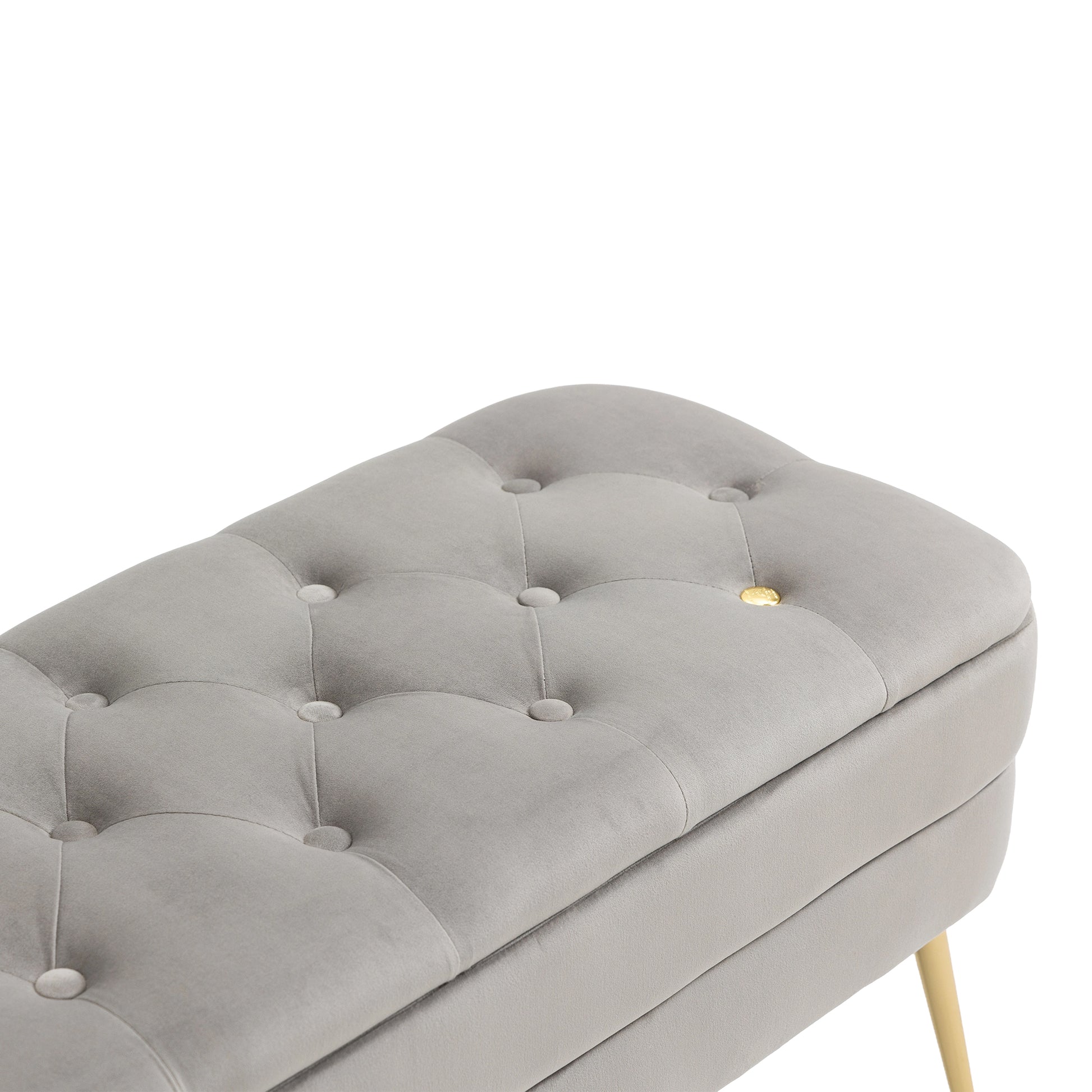 Coolmore Storage Ottoman, Bedroom End Bench,Upholstered Fabric Storage Ottoman With Safety Hinge, Entryway Padded Footstool, Ottoman Bench For Living Room & Bedroom Gray Velvet