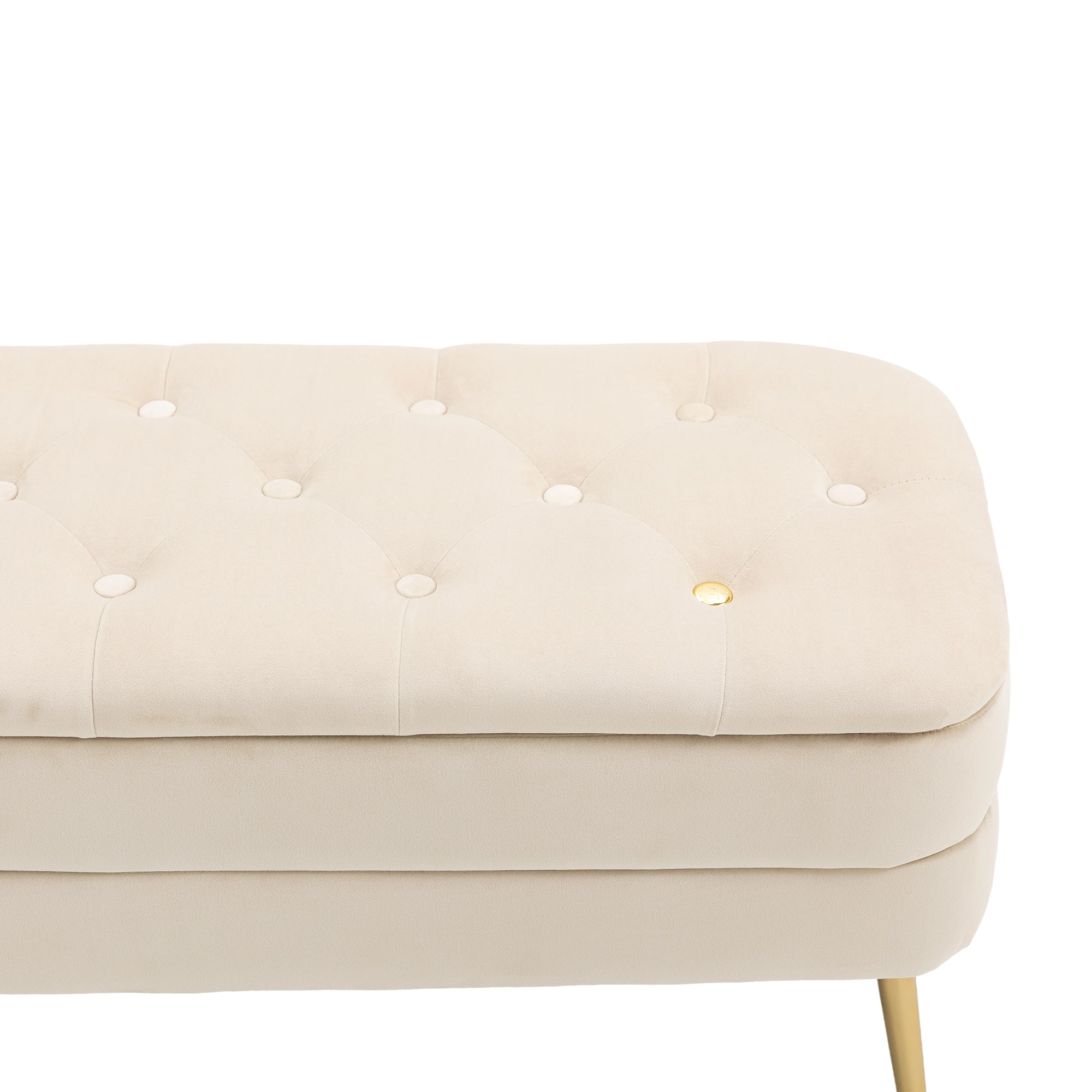 COOLMORE Storage Ottoman,Bedroom End Bench,Upholstered beige-velvet