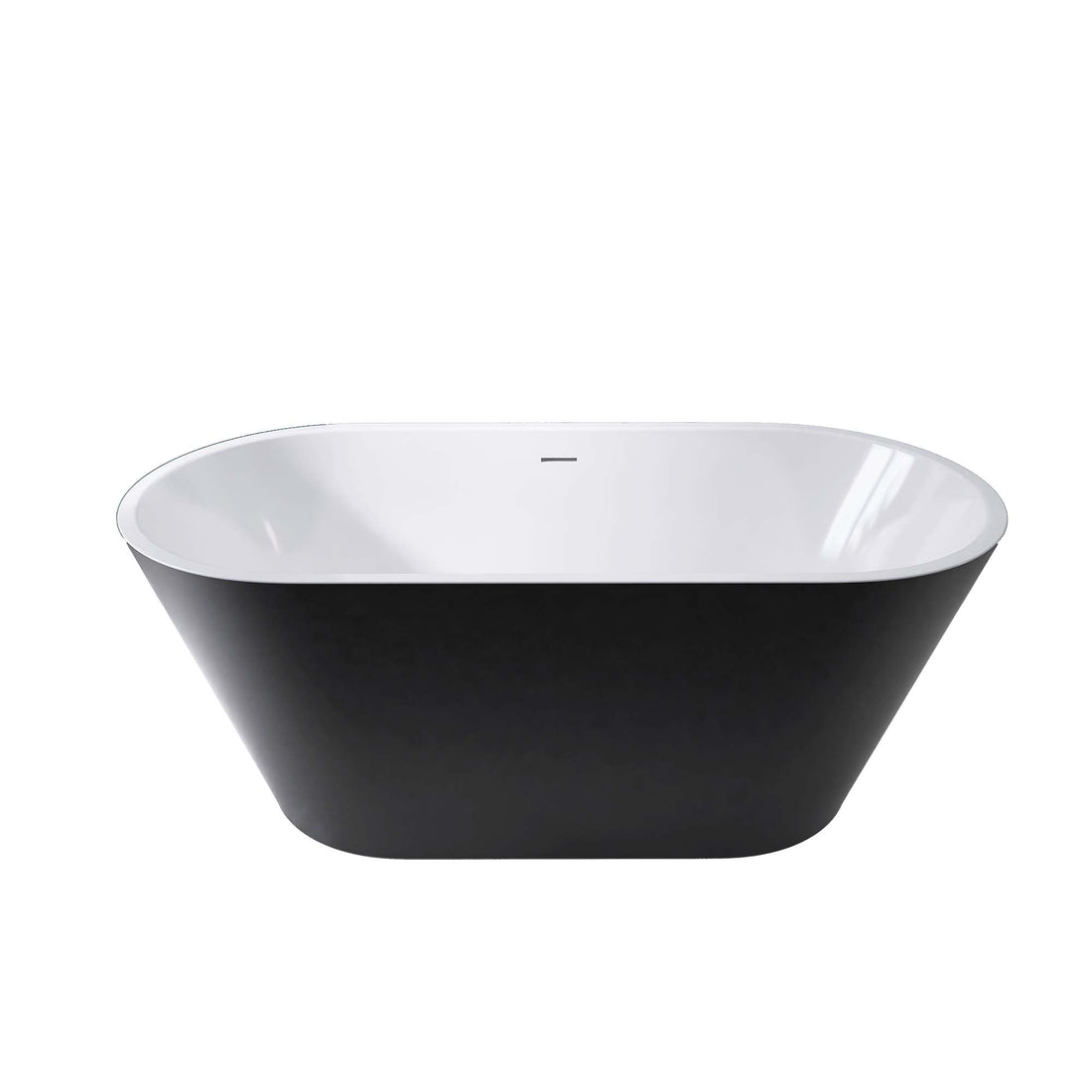 67" Acrylic Freestanding Bathtub, Matte Black Modern Stand Alone Soaking Bathtub, Brushed Nickel Drain And Minimalist Linear Design Overflow Included Easy To Install Matte Black Oval Bathroom Freestanding Tubs Matte 59 61 In American