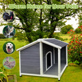 Wooden Dog House, Waterproof Dog Cage, Windproof And Warm Dog Kennel, Dog Crates For Medium Dogs Pets Animals Easy To Assemble Gray Wood