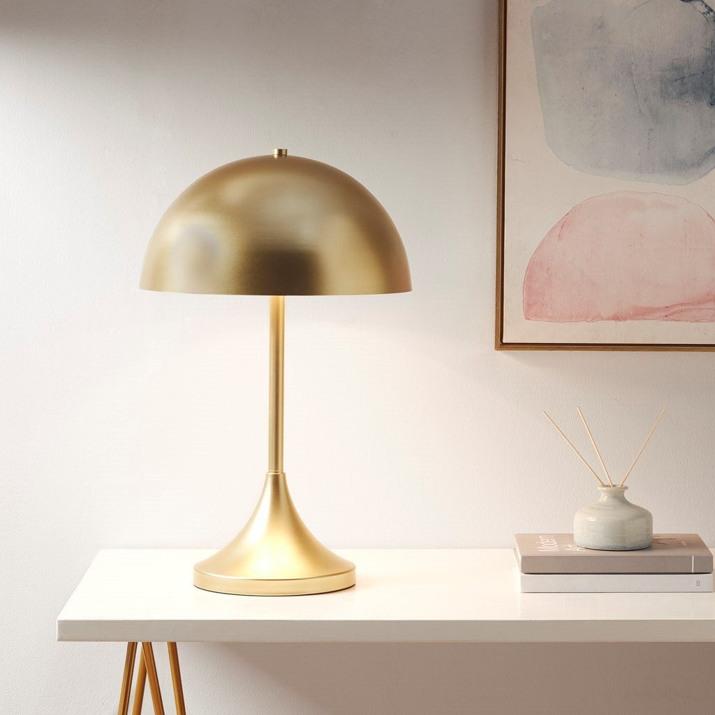 Dome Shaped 2 Light Metal Table Lamp Gold Iron