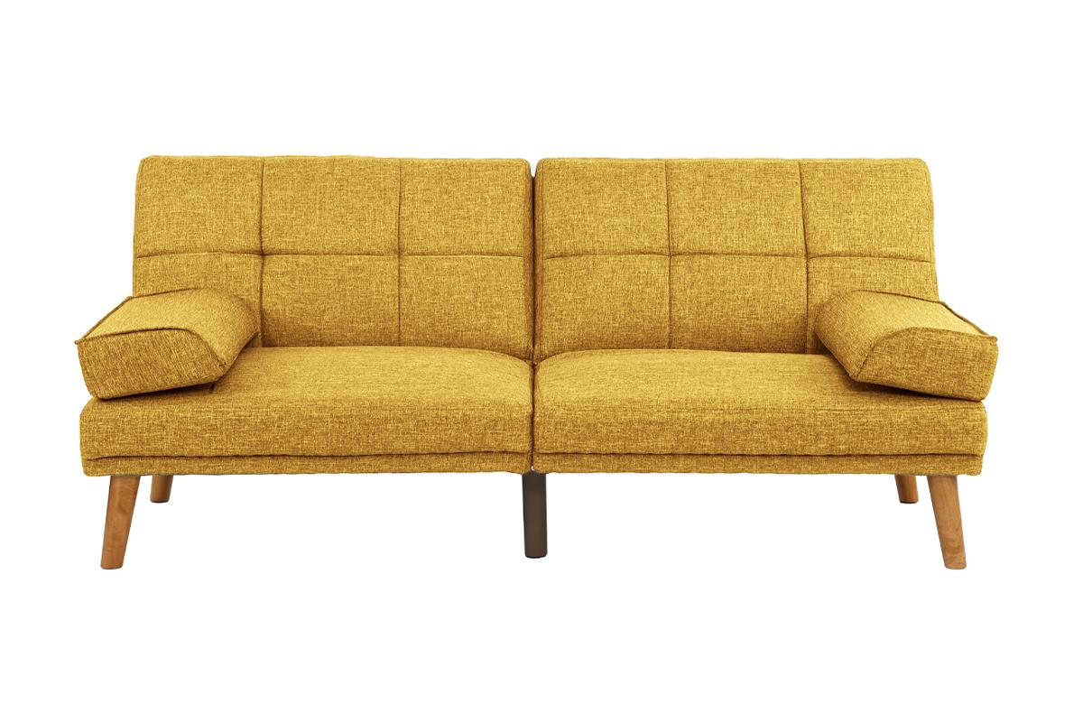 Mustard Polyfiber 1Pc Adjustable Tufted Sofa Living Room Solid Wood Legs Comfort Couch Mustard Wood Primary Living Space Tufted Back Contemporary,Modern Pillow Top Arms Foam Plywood 2 Seat